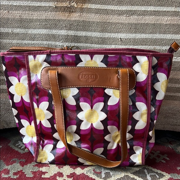 Fossil Handbags - Fossil Floral Shoulder Tote Shopper Coated Canvas Bag